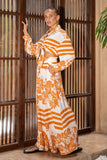 Tierra Rust Orange Tropical Wide Leg Pants