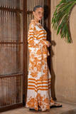 Tierra Rust Orange Tropical Wide Leg Pants