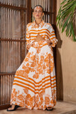 Tierra Rust Orange Tropical Wide Leg Pants