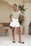 Adi Light Khaki Green Ribbed T-Shirt