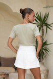 Adi Light Khaki Green Ribbed T-Shirt