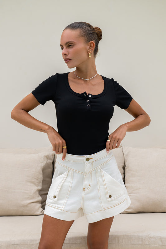 Adi Black Ribbed T-Shirt