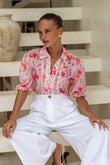 Florella Pink Floral Puff Sleeve Blouse