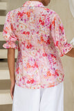 Florella Pink Floral Puff Sleeve Blouse