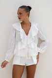 Valentina White Ruffle Blouse