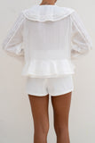 Valentina White Ruffle Blouse
