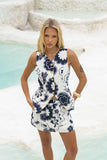 Morgana Beige Navy Floral Mini Skort