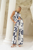 Morgana Beige Navy Floral Pants