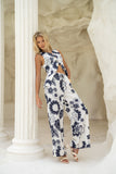 Morgana Beige Navy Floral Pants