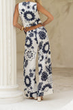 Morgana Beige Navy Floral Pants