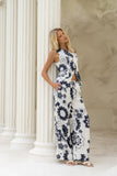 Morgana Beige Navy Floral Pants
