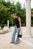 Avril Black Tailored Gold Button Vest