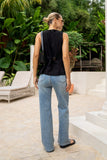 Avril Black Tailored Gold Button Vest