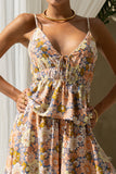 Aurelie Orange Blue Floral Lace Cami Top