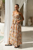 Aurelie Orange Blue Floral Lace Cami Top