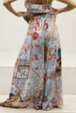 Kasia Beige Lilac Abstract Wide Leg Pants