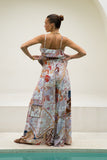 Kasia Beige Lilac Abstract Wide Leg Pants