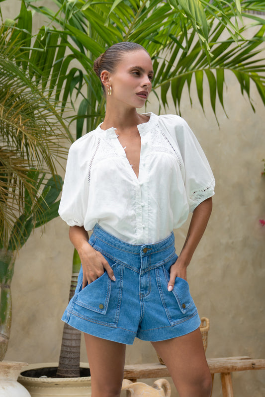 Lucia White Lace Detail Blouse