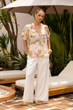 Isola Multicolour Tropical Puff Sleeve Blouse