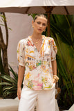 Isola Multicolour Tropical Puff Sleeve Blouse
