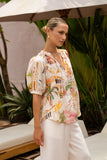 Isola Multicolour Tropical Puff Sleeve Blouse