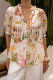 Isola Multicolour Tropical Puff Sleeve Blouse