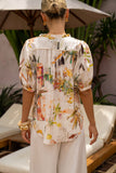 Isola Multicolour Tropical Puff Sleeve Blouse