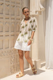 Palm Green Tropical Puff Sleeve Blouse