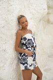 Morgana Beige Navy Floral Mini Skort