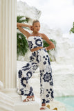 Morgana Beige Navy Floral Pants