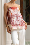 Tarielle Red Brown Floral Strapless Top