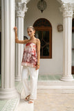 Tarielle Red Brown Floral Strapless Top
