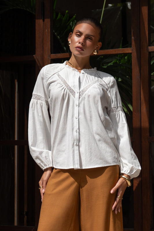 Lynette White Lace Detail Blouse