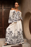 Savani Beige Black Tropical Wide Leg Pants