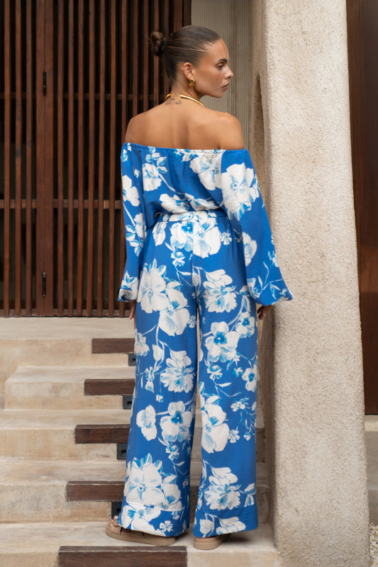 Lysandra Blue Floral Pants