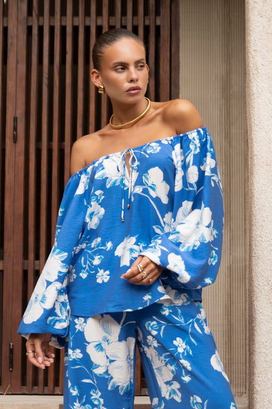 Lysandra Blue Floral Blouse