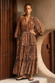 Malika Brown Leopard Maxi Skirt