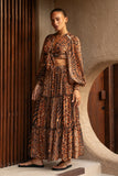 Malika Brown Leopard Maxi Skirt