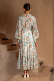 Rosalind Teal Blue Pink Floral Maxi Skirt