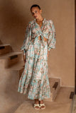 Rosalind Teal Blue Pink Floral Maxi Skirt