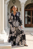 Kai Black Abstract Balloon Sleeve Blouse