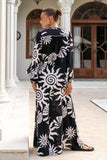 Kai Black Abstract Balloon Sleeve Blouse