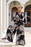 Kai Black Abstract Balloon Sleeve Blouse