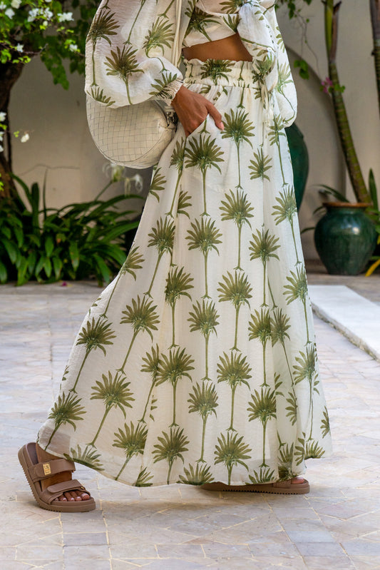 Palm Green Tropical Wide Leg Pants