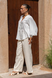 Freya White Balloon Sleeve Blouse