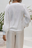 Dara White Ruffle Long Sleeve Blouse