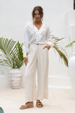 Dara White Ruffle Long Sleeve Blouse