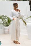 Dara White Ruffle Long Sleeve Blouse