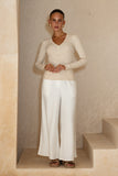 Blaise Camel Cream Stripe Ribbed Long Sleeve Top