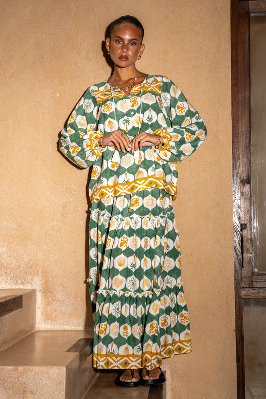 Emeris Green Abstract Blouse